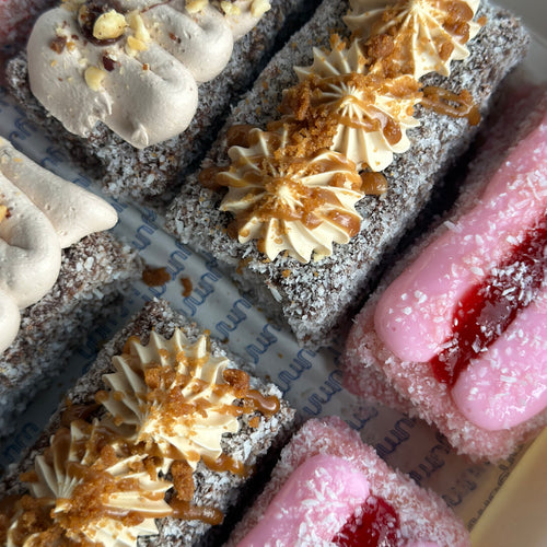 Box of fancy lamingtons