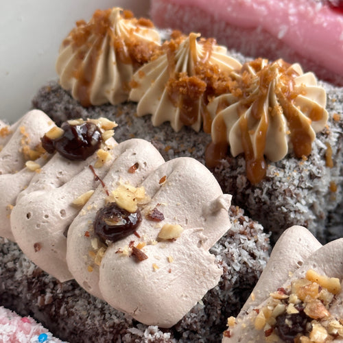 Box of fancy lamingtons