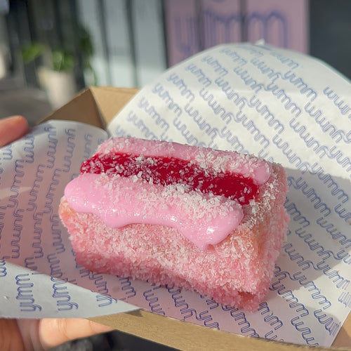 Box of fancy lamingtons