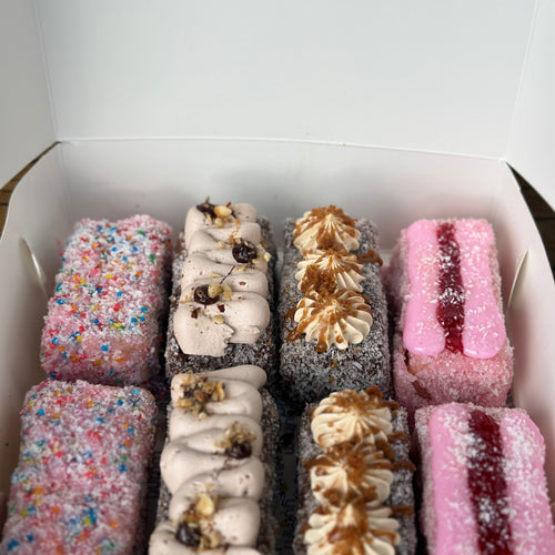 Box of fancy lamingtons