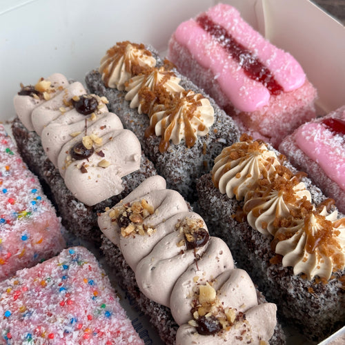 Box of fancy lamingtons