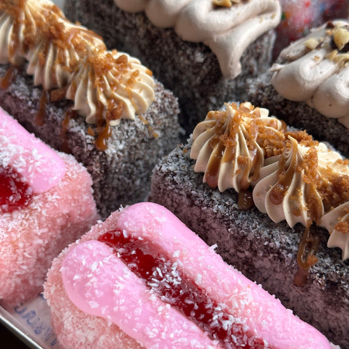 Box of fancy lamingtons